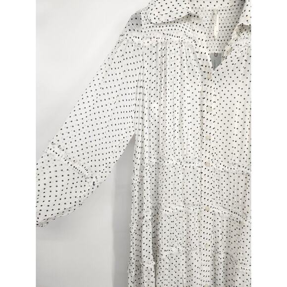 NWT Anthropologie Long-Sleeve Smocked Tiered Maxi Dress Sz SP Polka Dot #9M412 - Picture 6 of 14